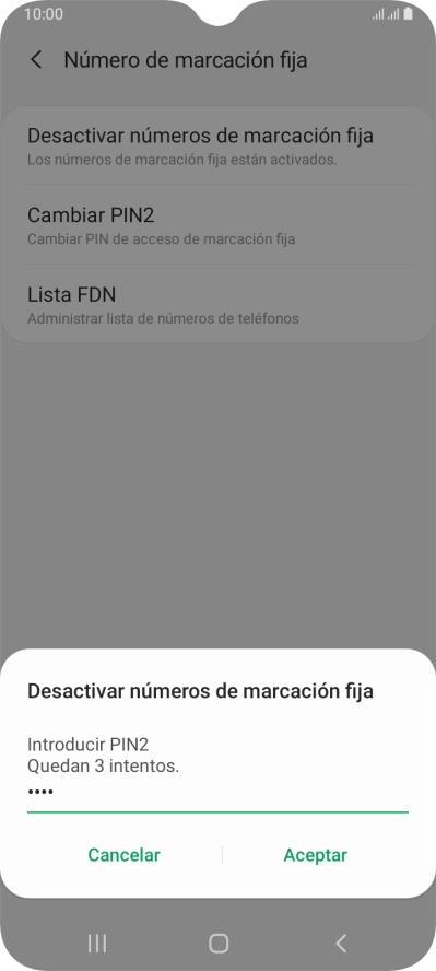 Introduce el código PIN2 y pulsa Aceptar. Introduce el código PIN2 y pulsa Aceptar.