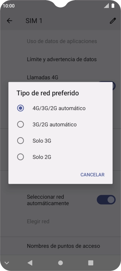 Pulsa el tipo de red deseado. Pulsa el tipo de red deseado.