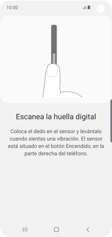 Sigue las indicaciones de la pantalla para crear una huella digital como código de seguridad. Sigue las indicaciones de la pantalla para crear una huella digital como código de seguridad.