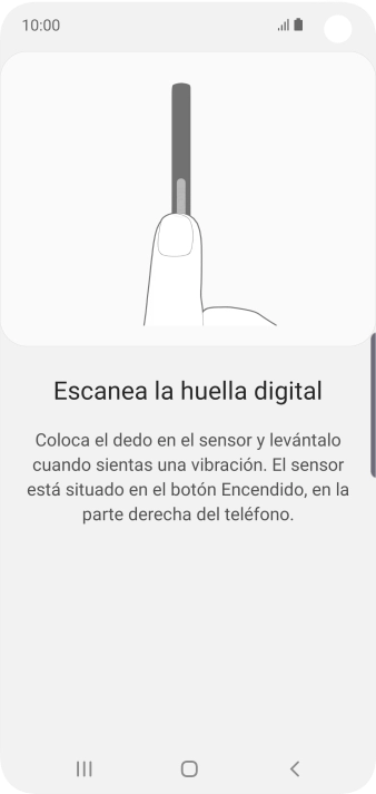Sigue las indicaciones de la pantalla para crear una huella digital como código de seguridad. Sigue las indicaciones de la pantalla para crear una huella digital como código de seguridad.