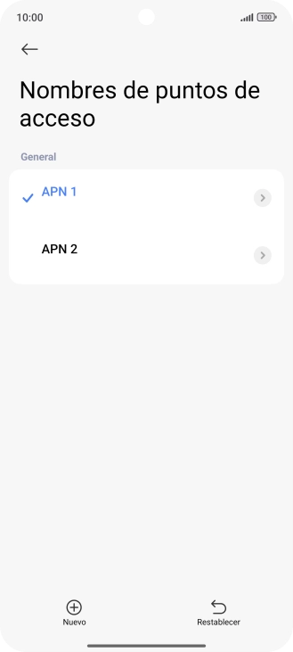 Pulsa la conexión de datos deseada para activarla. Pulsa la conexión de datos deseada para activarla.