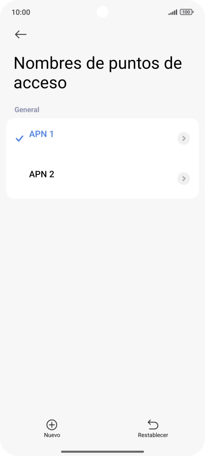 Pulsa la conexión de datos deseada para activarla. Pulsa la conexión de datos deseada para activarla.