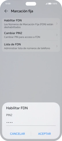 Introduce el código PIN2 y pulsa ACEPTAR. Introduce el código PIN2 y pulsa ACEPTAR.