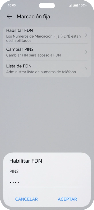 Introduce el código PIN2 y pulsa ACEPTAR. Introduce el código PIN2 y pulsa ACEPTAR.