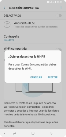 Si la función de wifi está activada, pulsa ACEPTAR. Si la función de wifi está activada, pulsa ACEPTAR.