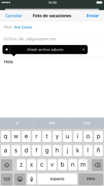 Pulsa Añadir archivo adjunto y sigue las indicaciones de la pantalla para adjuntar un documento. Pulsa Añadir archivo adjunto y sigue las indicaciones de la pantalla para adjuntar un documento.