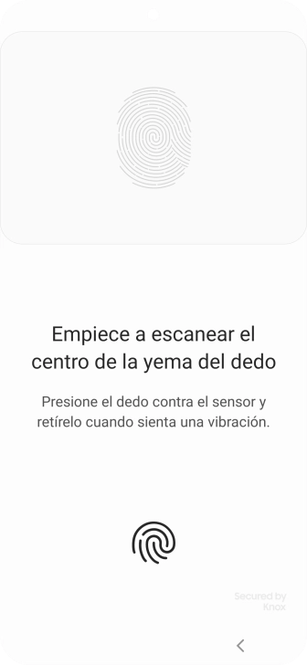 Sigue las indicaciones de la pantalla para crear una huella digital como código de seguridad. Sigue las indicaciones de la pantalla para crear una huella digital como código de seguridad.