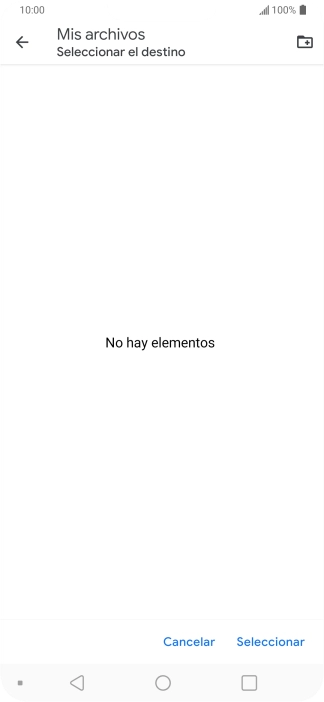 Si deseas crear una nueva carpeta, pulsa el icono de nueva carpeta y sigue las indicaciones de la pantalla para crearla. Si deseas crear una nueva carpeta, pulsa el icono de nueva carpeta y sigue las indicaciones de la pantalla para crearla.