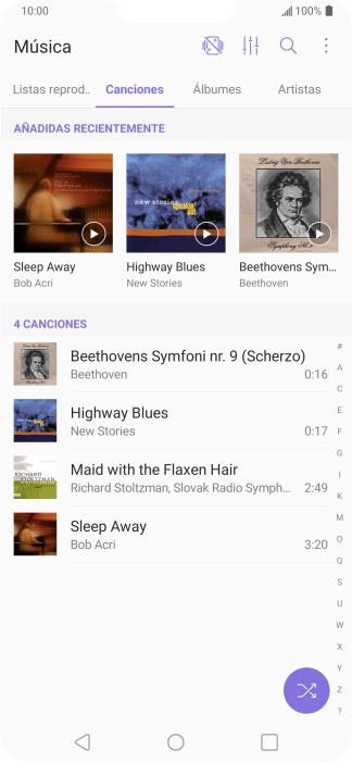 Pulsa el archivo de música deseado. Pulsa el archivo de música deseado.