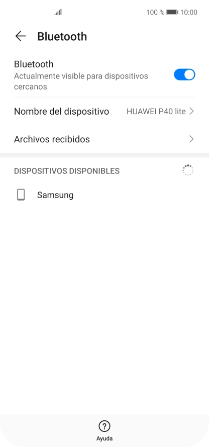 Pulsa el dispositivo Bluetooth deseado y sigue las indicaciones de la pantalla para vincular el dispositivo al teléfono. Pulsa el dispositivo Bluetooth deseado y sigue las indicaciones de la pantalla para vincular el dispositivo al teléfono.
