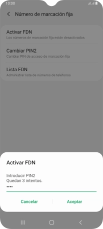 Introduce el código PIN2 y pulsa Aceptar. Introduce el código PIN2 y pulsa Aceptar.