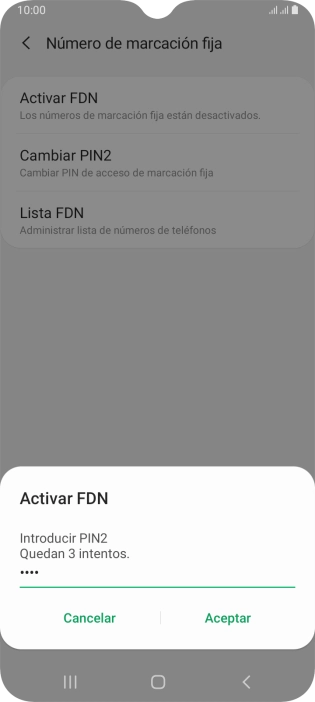 Introduce el código PIN2 y pulsa Aceptar. Introduce el código PIN2 y pulsa Aceptar.