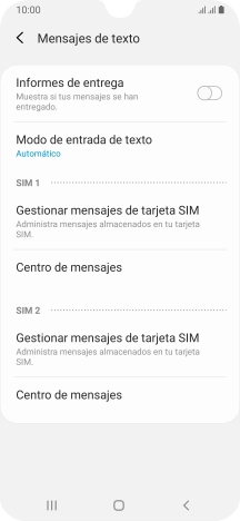 Pulsa Centro de mensajes bajo la tarjeta SIM deseada. Pulsa Centro de mensajes bajo la tarjeta SIM deseada.