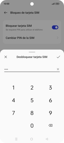 Introduce el código PIN y pulsa el icono de aceptar. Introduce el código PIN y pulsa el icono de aceptar.