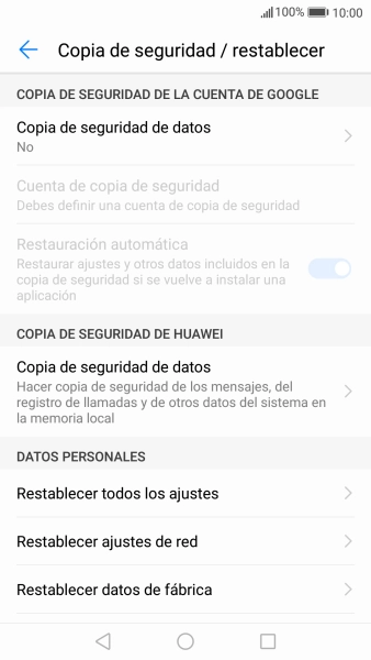 Pulsa Restablecer datos de fábrica. Pulsa Restablecer datos de fábrica.