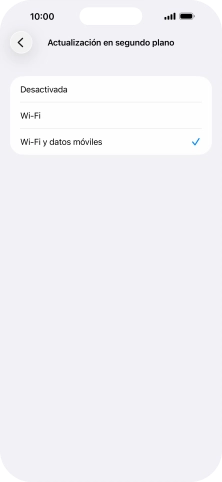 Para desactivar la actualización de apps en ejecución, pulsa Desactivada.