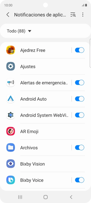 Pulsa el indicador junto a las apps deseadas para activar o desactivar la función. Pulsa el indicador junto a las apps deseadas para activar o desactivar la función.