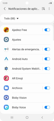 Pulsa el indicador junto a las apps deseadas para activar o desactivar la función. Pulsa el indicador junto a las apps deseadas para activar o desactivar la función.
