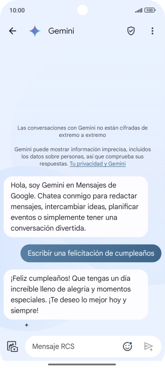 La propuesta de texto de Gemini se visualiza ahora en la pantalla. La propuesta de texto de Gemini se visualiza ahora en la pantalla.