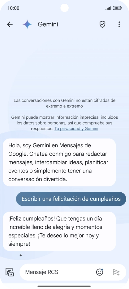 La propuesta de texto de Gemini se visualiza ahora en la pantalla. La propuesta de texto de Gemini se visualiza ahora en la pantalla.