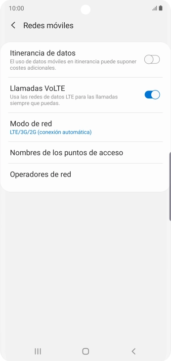 Pulsa Nombres de los puntos de acceso. Pulsa Nombres de los puntos de acceso.