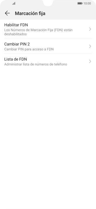 Pulsa Habilitar FDN para activar la marcación fija. Pulsa Habilitar FDN para activar la marcación fija.