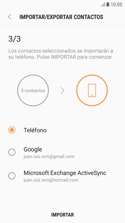 Pulsa IMPORTAR.