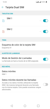 Pulsa el indicador junto a la tarjeta SIM deseada para activar o desactivar su uso. Pulsa el indicador junto a la tarjeta SIM deseada para activar o desactivar su uso.