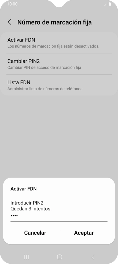 Introduce el código PIN2 y pulsa Aceptar. Introduce el código PIN2 y pulsa Aceptar.