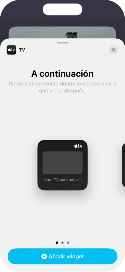 Desliza el dedo hacia la derecha o hacia la izquierda por la pantalla para seleccionar el tamaño de widget deseado.