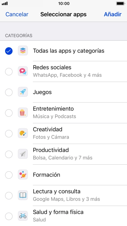 Selecciona las categorías deseadas. Selecciona las categorías deseadas.