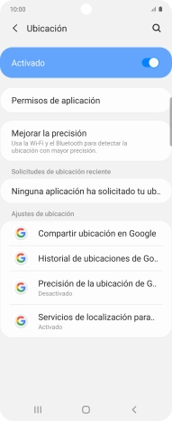 Pulsa Permisos de aplicación. Pulsa Permisos de aplicación.