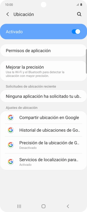 Pulsa Permisos de aplicación. Pulsa Permisos de aplicación.