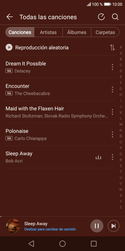 Pulsa el título de la canción en la parte inferior de la pantalla. Pulsa el título de la canción en la parte inferior de la pantalla.