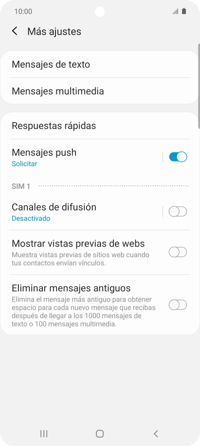 Pulsa Mensajes de texto. Pulsa Mensajes de texto.
