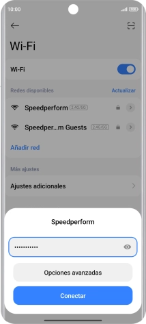 Introduce la contraseña de la red wifi y pulsa Conectar. Introduce la contraseña de la red wifi y pulsa Conectar.