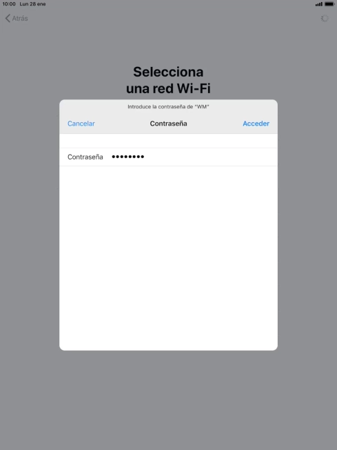 Introduce la contraseña de la red wifi y pulsa Acceder. Introduce la contraseña de la red wifi y pulsa Acceder.