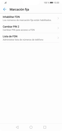 Pulsa Inhabilitar FDN para desactivar la marcación fija.