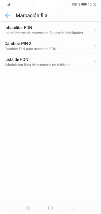 Pulsa Inhabilitar FDN para desactivar la marcación fija.