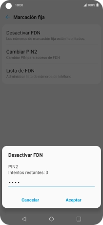 Introduce el código PIN2 y pulsa Aceptar. Introduce el código PIN2 y pulsa Aceptar.