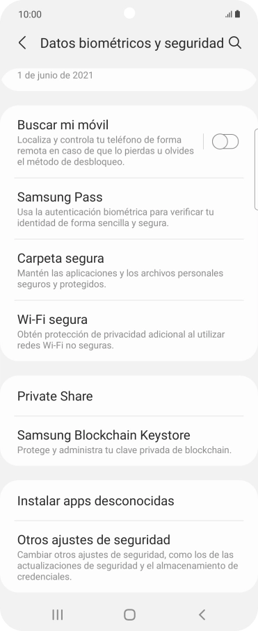 Pulsa Otros ajustes de seguridad. Pulsa Otros ajustes de seguridad.