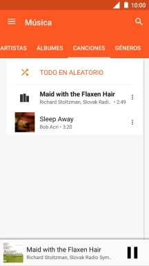 Pulsa el título de la canción en la parte inferior de la pantalla. Pulsa el título de la canción en la parte inferior de la pantalla.