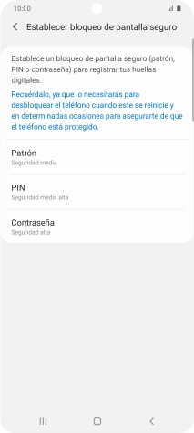 Pulsa el código de seguridad deseado y sigue las indicaciones de la pantalla para crear un código de seguridad del teléfono adicional. Pulsa el código de seguridad deseado y sigue las indicaciones de la pantalla para crear un código de seguridad del teléfono adicional.