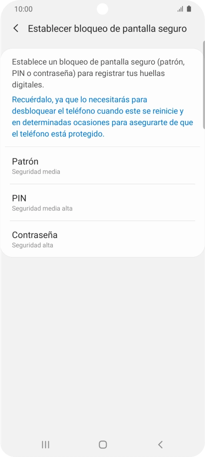Pulsa el código de seguridad deseado y sigue las indicaciones de la pantalla para crear un código de seguridad del teléfono adicional. Pulsa el código de seguridad deseado y sigue las indicaciones de la pantalla para crear un código de seguridad del teléfono adicional.