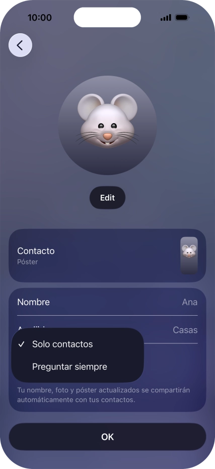 Pulsa el ajuste deseado. Pulsa el ajuste deseado.