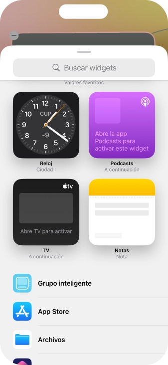 Pulsa el widget deseado.
