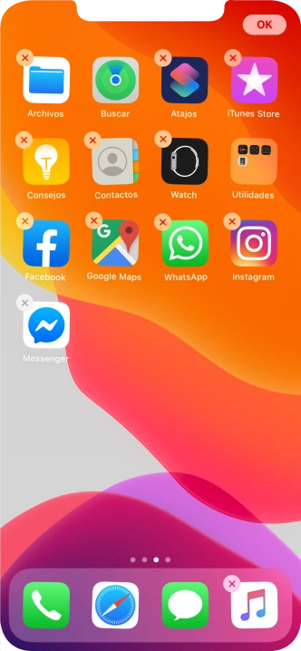 Pulsa el icono de eliminar junto a la app deseada.
