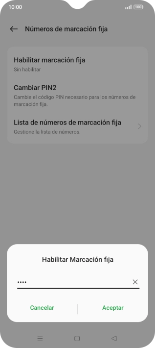 Introduce el código PIN2 y pulsa Aceptar. Introduce el código PIN2 y pulsa Aceptar.