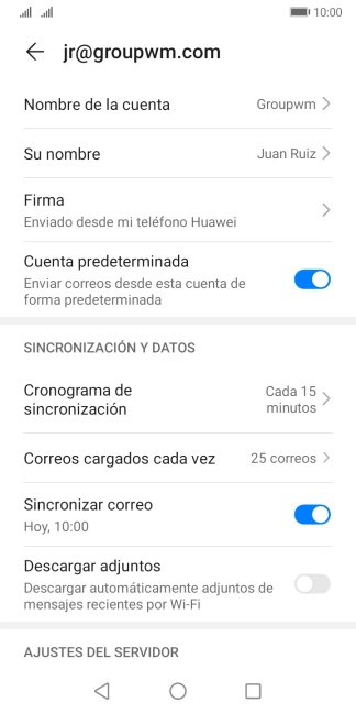 Pulsa Nombre de la cuenta. Pulsa Nombre de la cuenta.