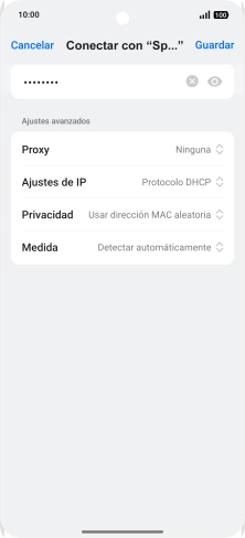 Introduce la contraseña de la red wifi y pulsa Guardar. Introduce la contraseña de la red wifi y pulsa Guardar.